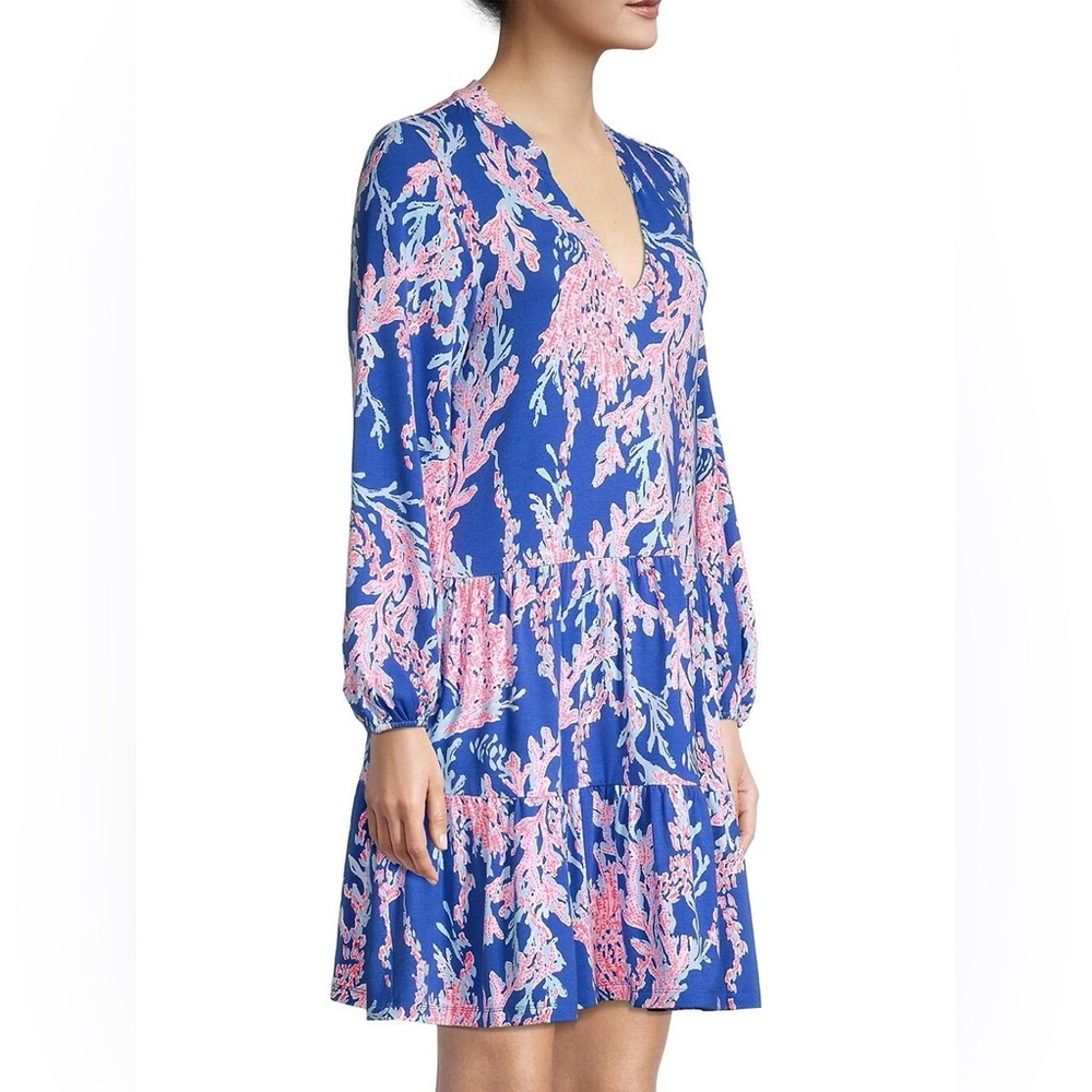 Lilly Pulitzer Traci Long Sleeve Mini Dress Borealis Blue M